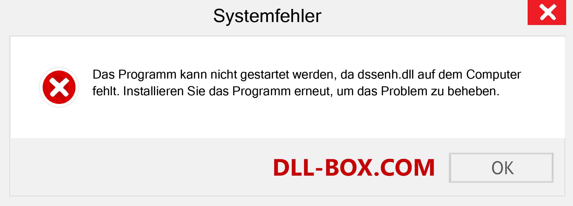 dssenh.dll-Datei fehlt?. Download für Windows 7, 8, 10 - Fix dssenh dll Missing Error unter Windows, Fotos, Bildern